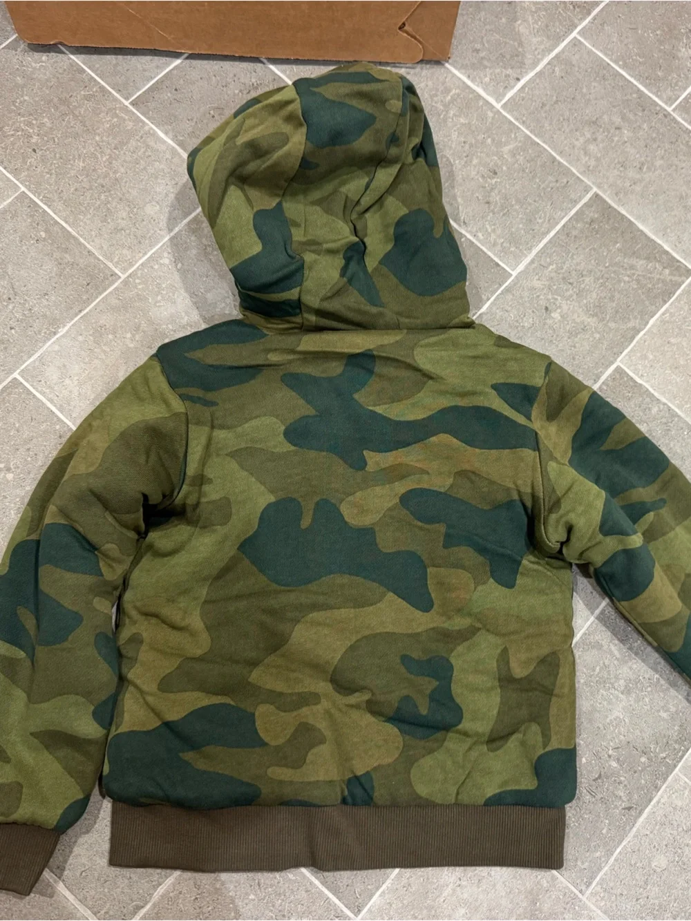 Mini Boden Camo Sherpa Hooded Jacket
